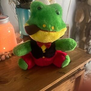 Vintage A1 Novely Co 1984 Plush Frog Smoking Cigar Stuffed Animal Large